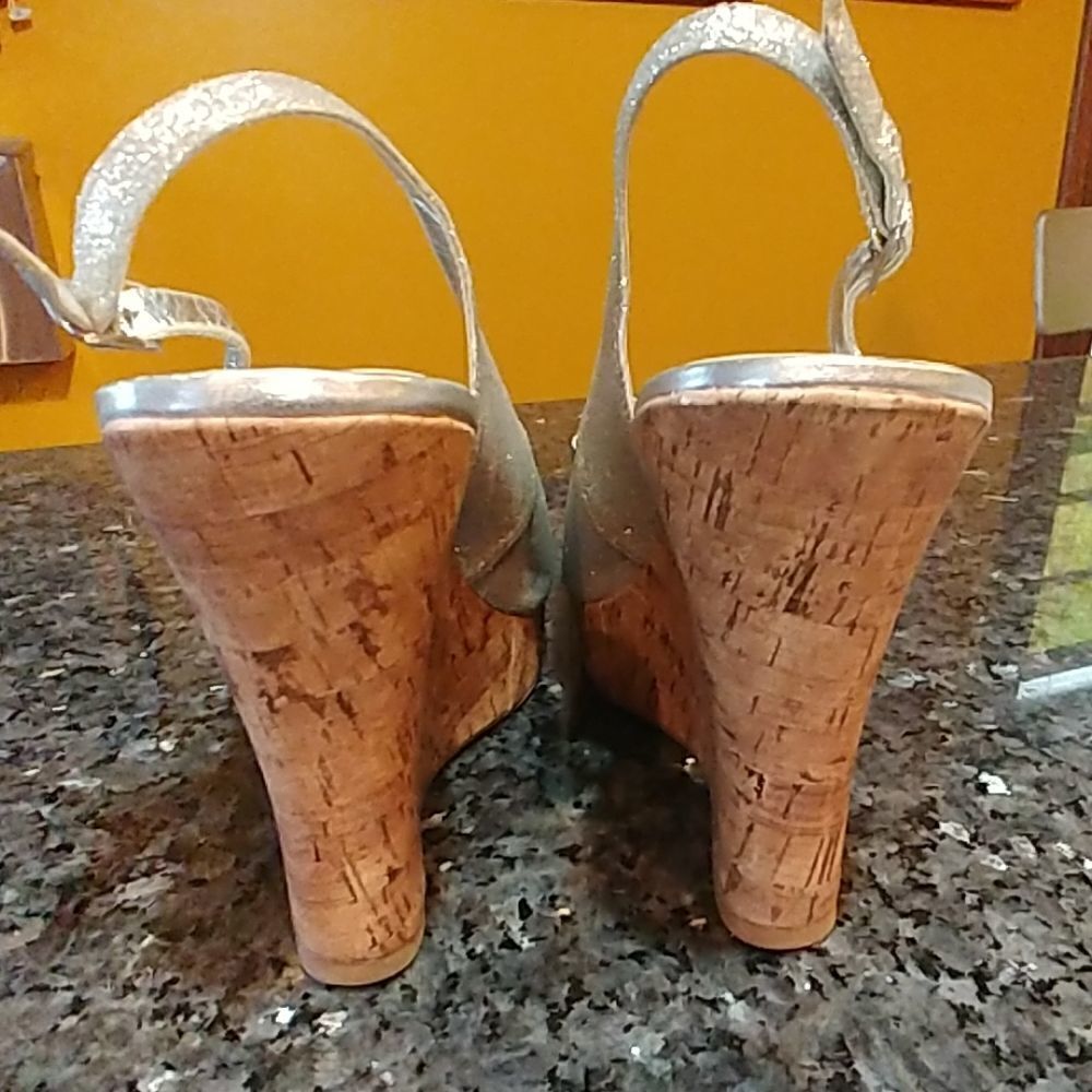 CityClassified Silver Glitter Slingback Wedges - Picture 4 of 8